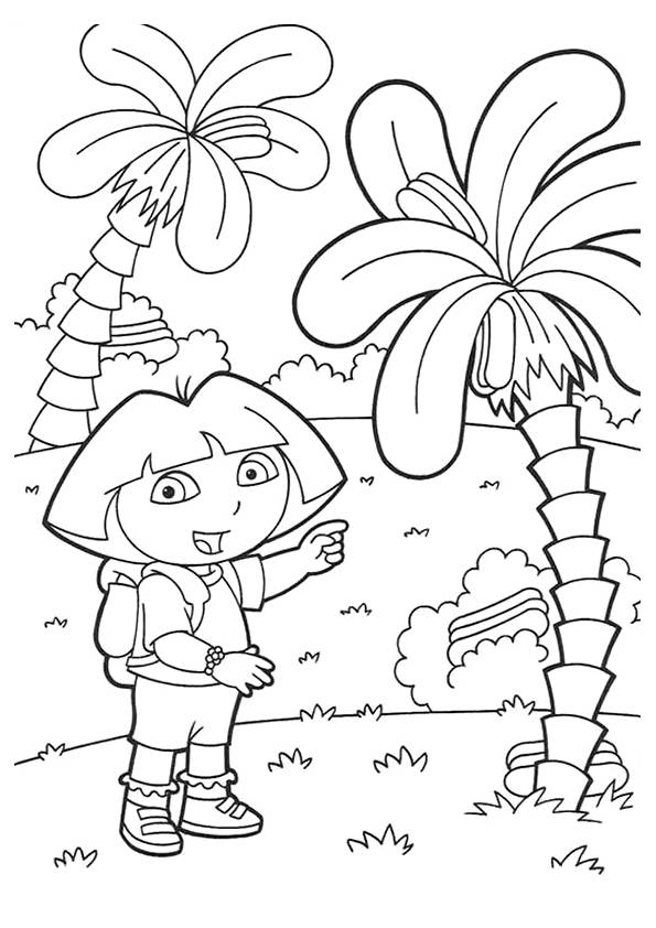 Dora And Trees Coloring Page
