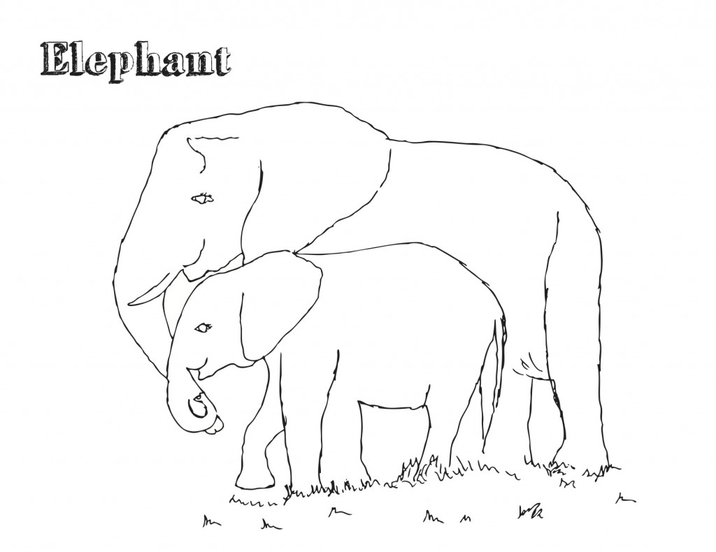 E is For Elephant Coloring Page