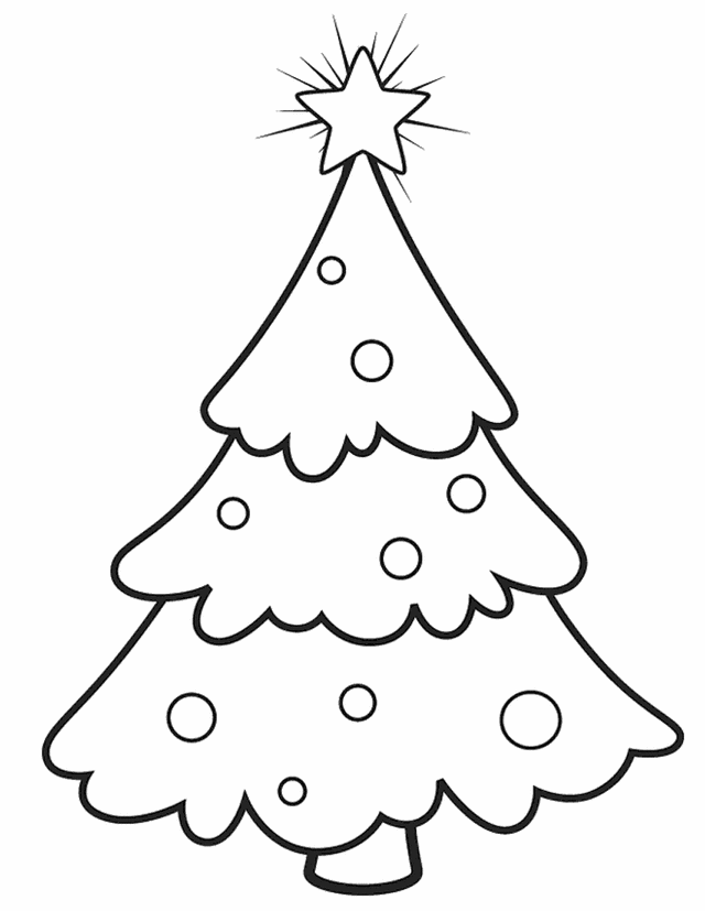 Easy Christmas Tree Coloring Page