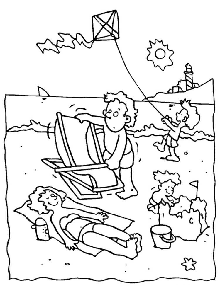 Family Beach Day Coloring Page