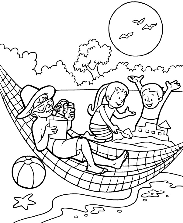 Download Beach Coloring Pages - Beach Scenes & Activities