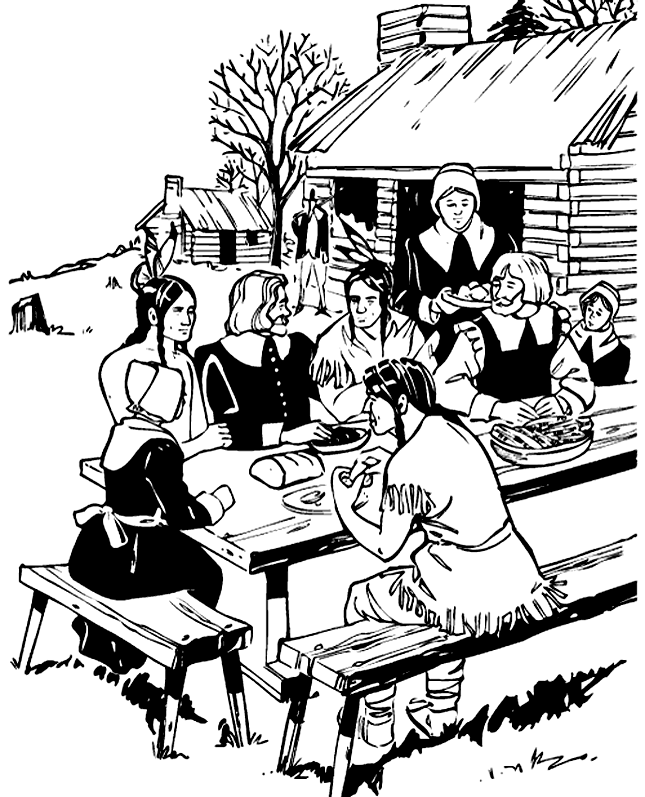 First Thanksgiving Dinner Coloring Page