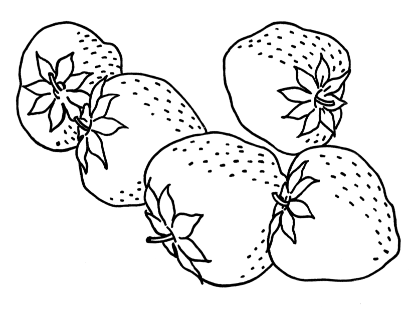 Five Strawberries Coloring Page