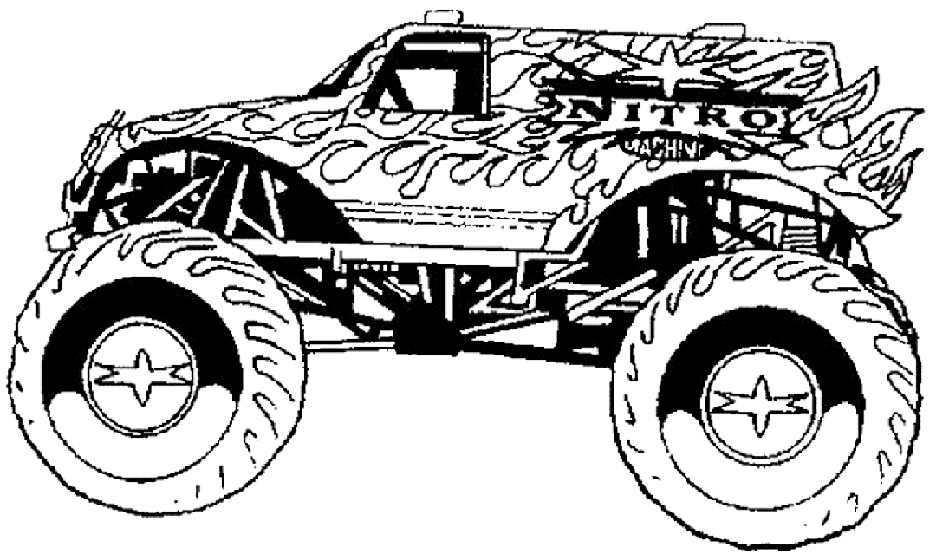 Flaming Monster Truck Coloring Page