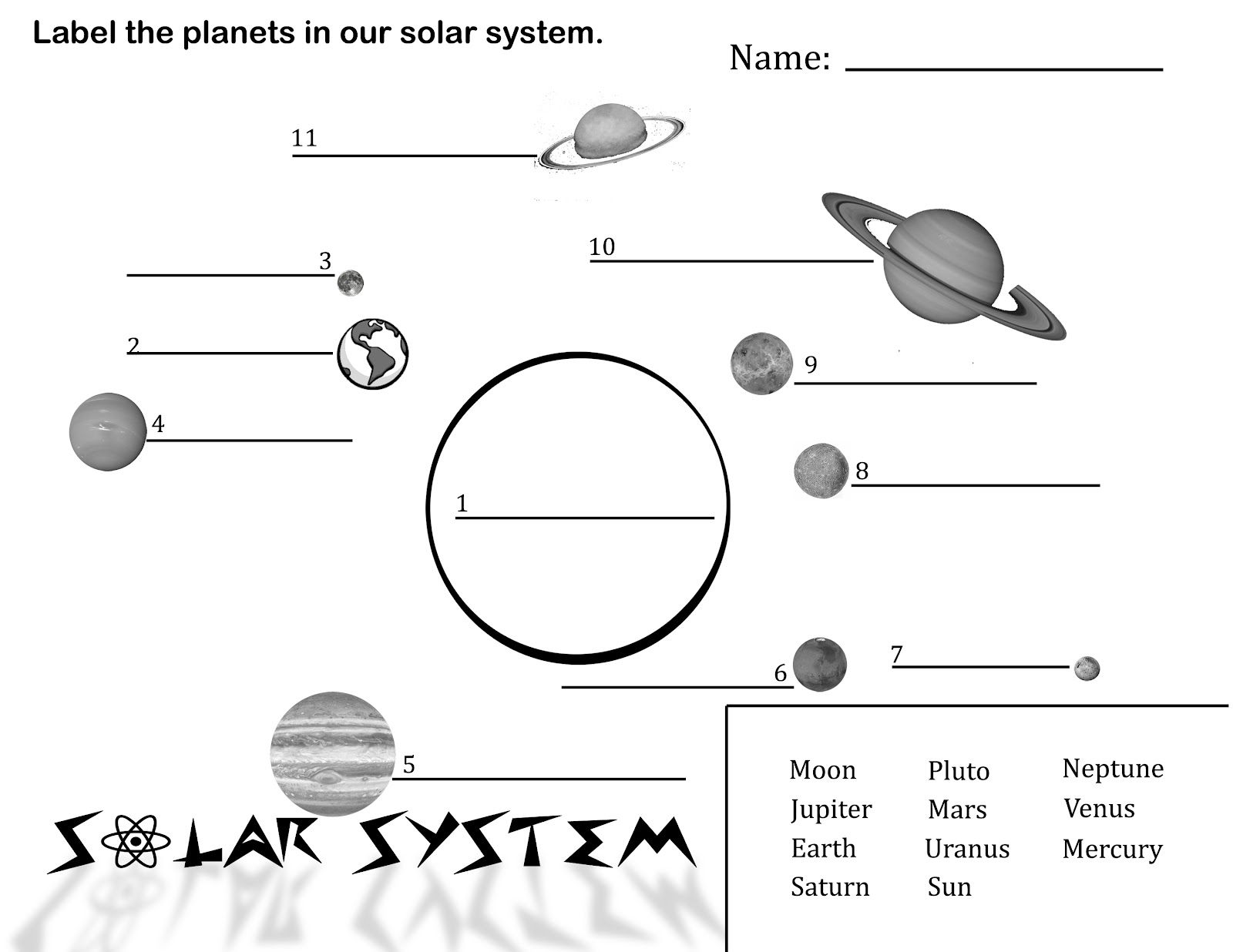 Solar System Worksheet Pdf