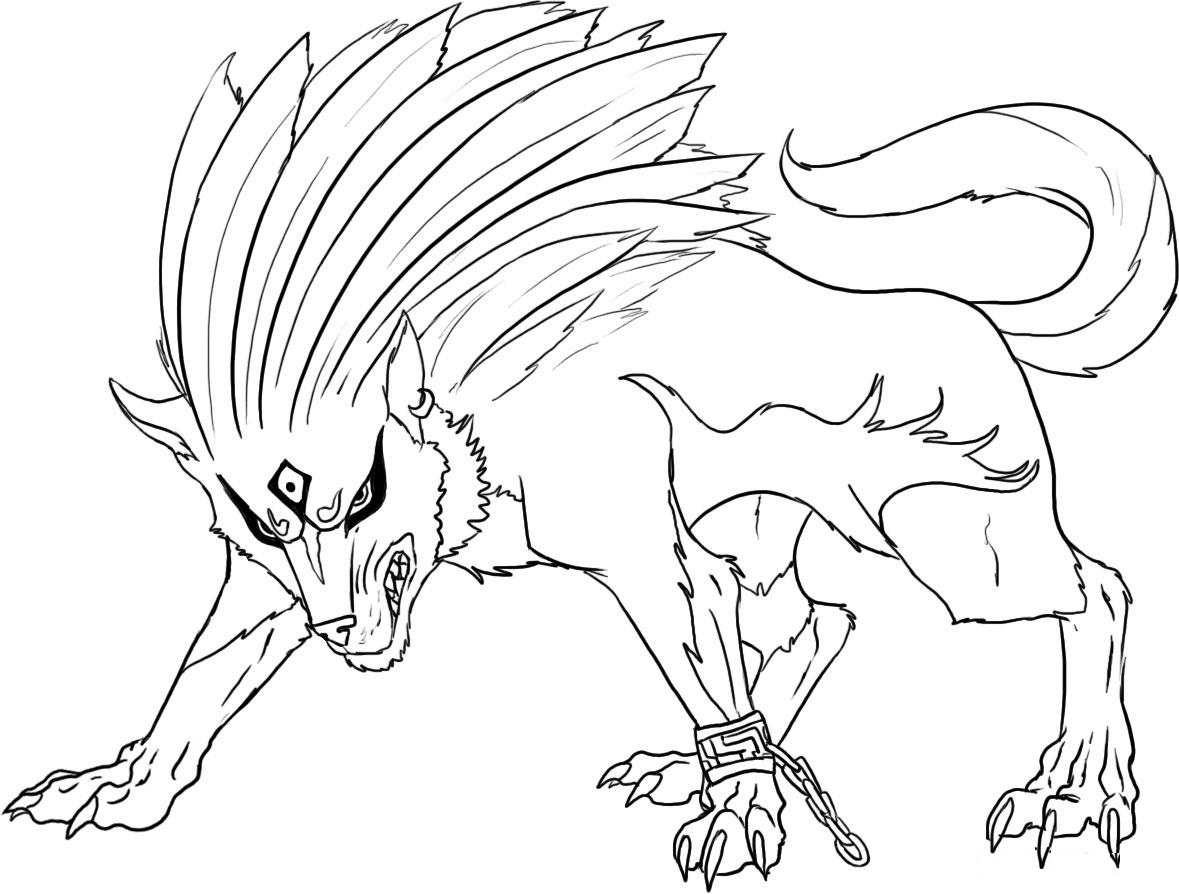 Anime Wolf With Wings Coloring Pages