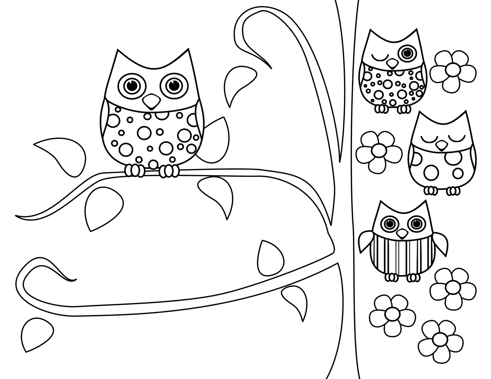 Fun Owls Coloring Pages