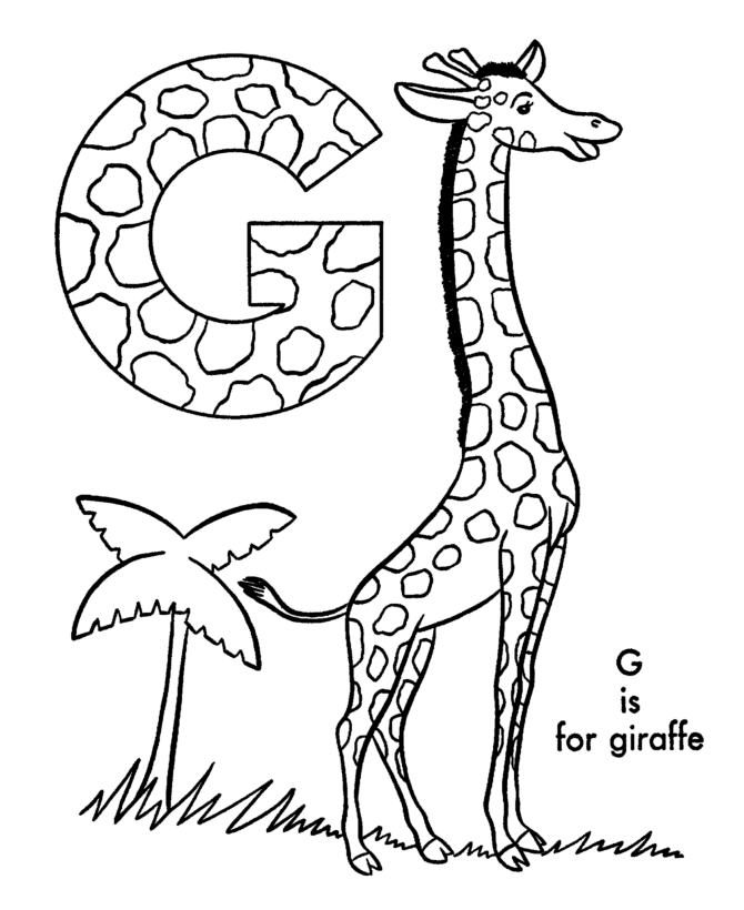 G For Giraffe Coloring Page