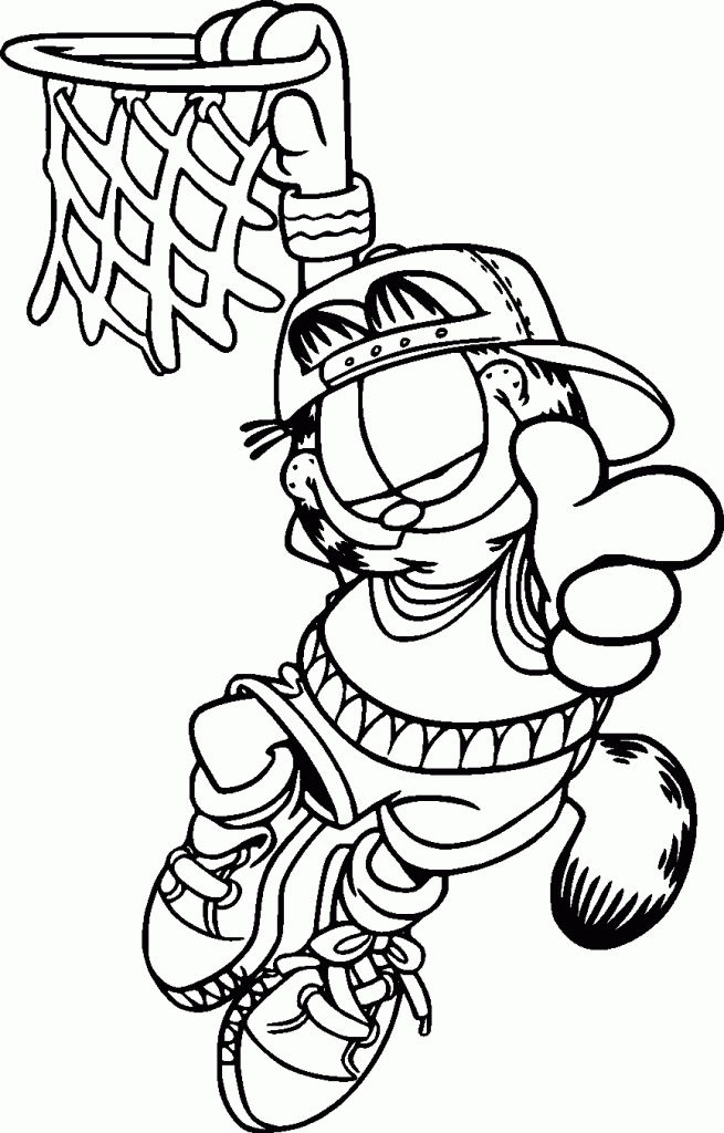 Garfield Play Basket Ball Coloring Pages