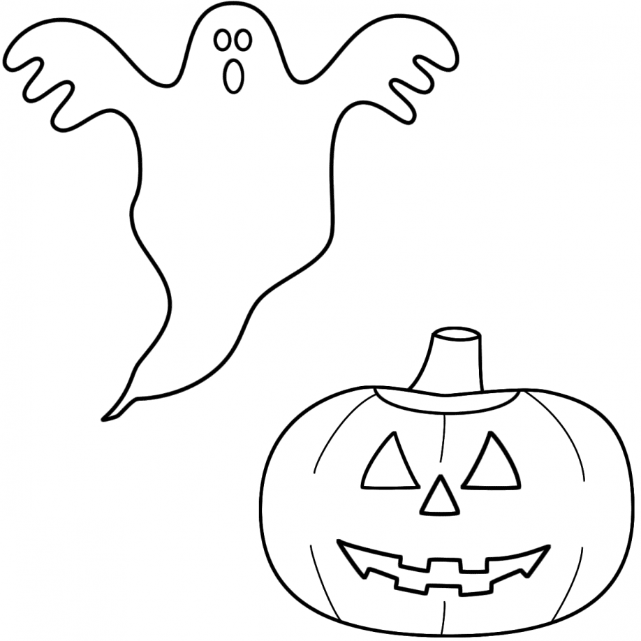 Ghost And Pumpkin Coloring Page