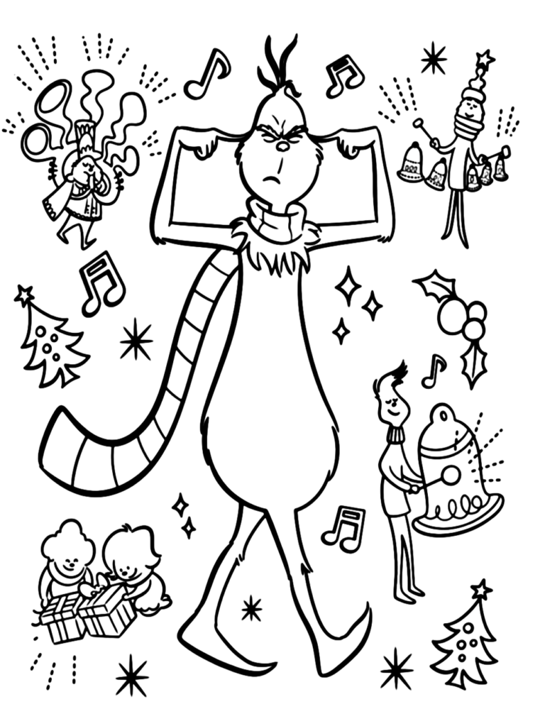 Grinch Doesnt Want To Hear Cheer Coloring Page