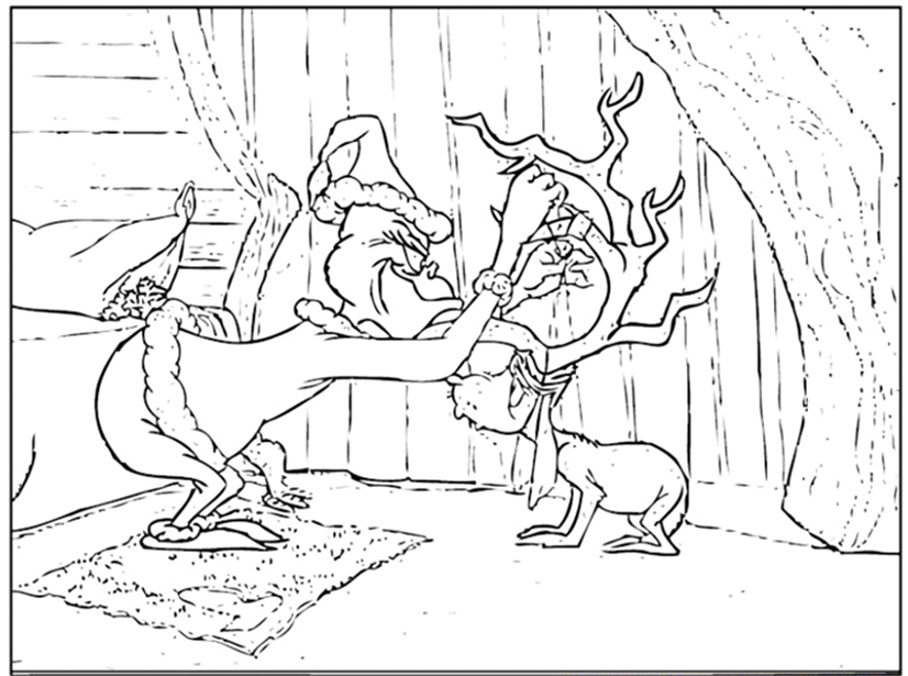 Grinch Dressing Max Coloring Page