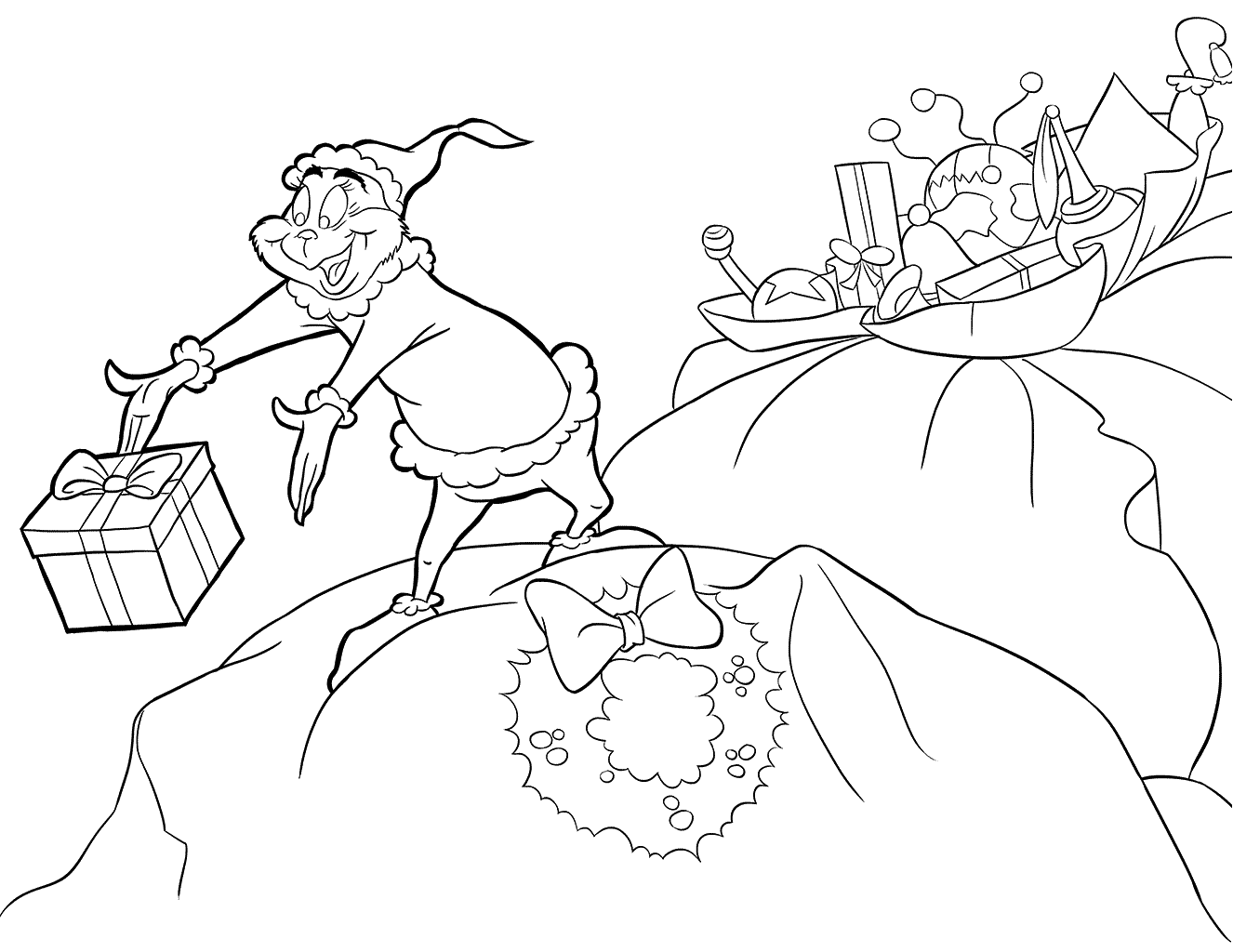 Grinch Presents Coloring Page