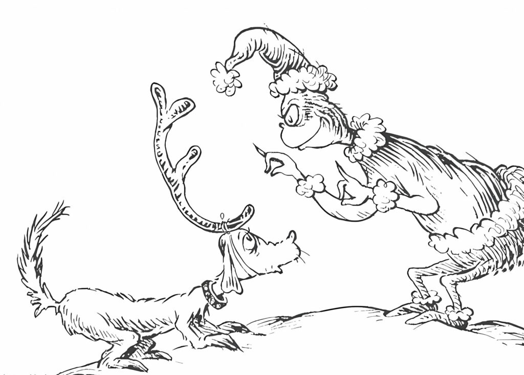 Grinch And Max Reindeer Coloring Page