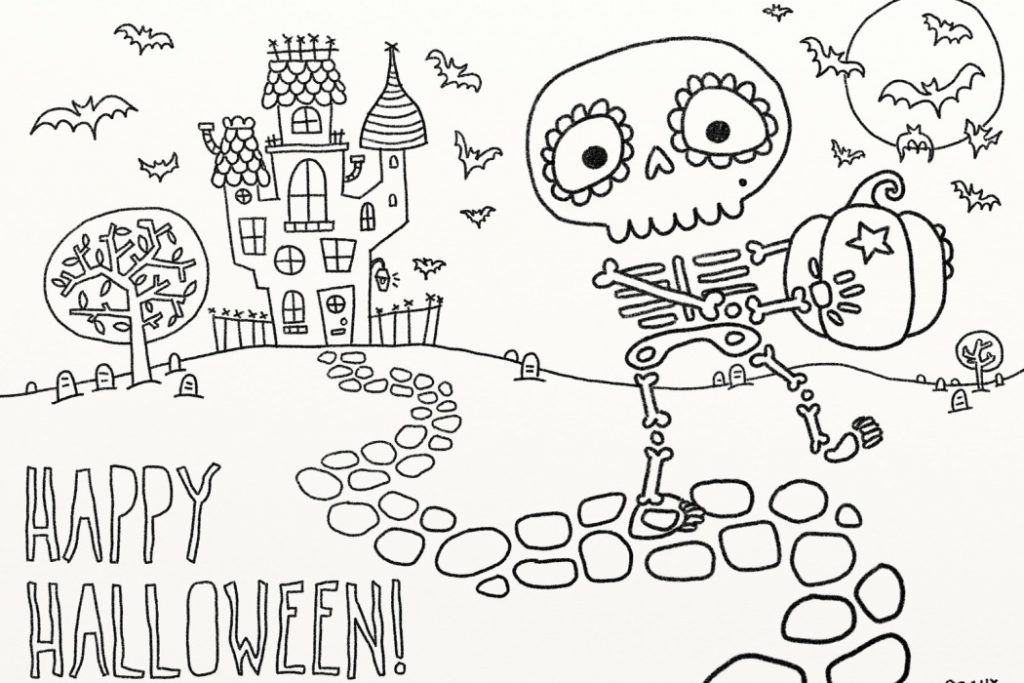 Halloween Skeleton Coloring Page