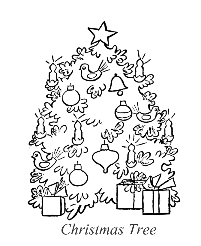 Happy Christmas Tree Coloring Page