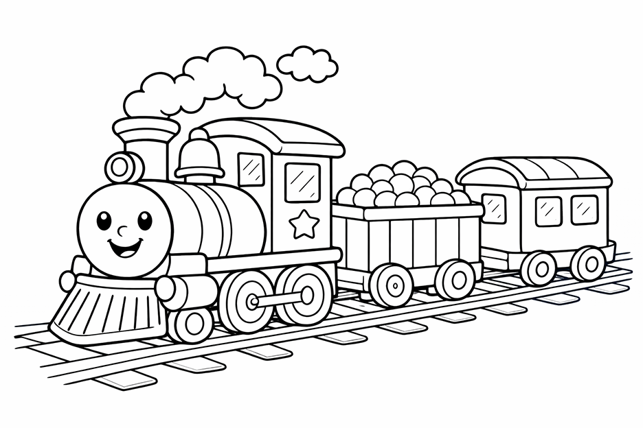 Happy Hauling Steam Train Coloring Page