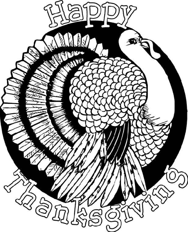 Happy Thanksgiving Turkey Card Coloring