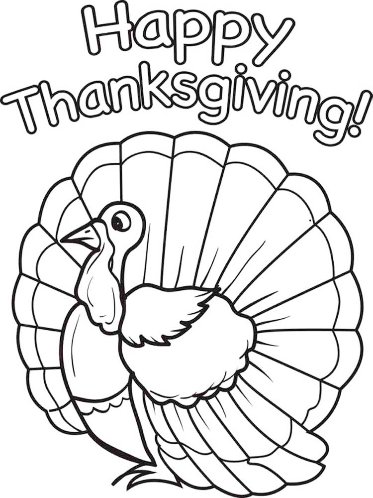 Happy Thanksgiving Turkey Coloring Page