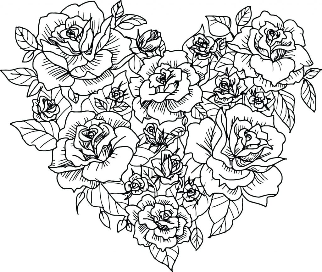 Heart Made Of Roses Coloring Page