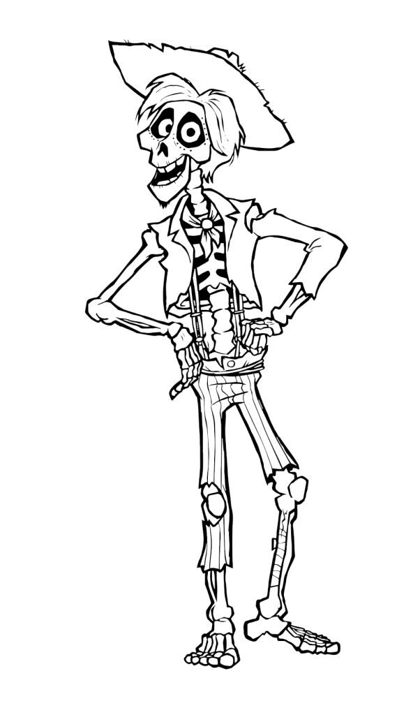 Hector Coco Skeleton Coloring Page