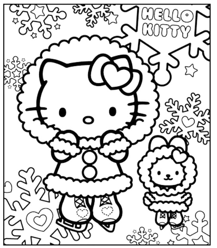 Hello Kitty Winter Coloring Page