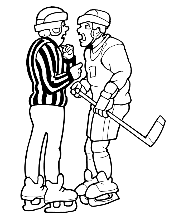 Hockey Player Arguing With Ref Coloring Page