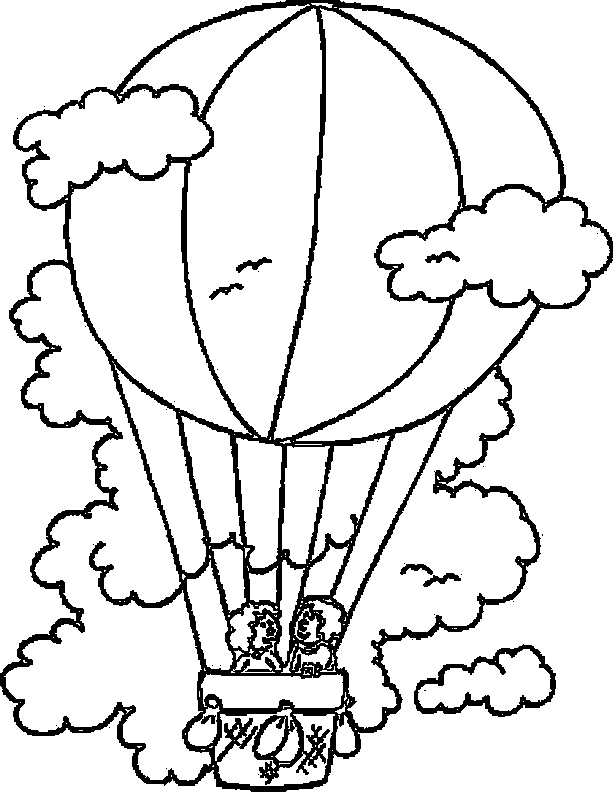 Hot Air Balloon Sky Coloring Pages