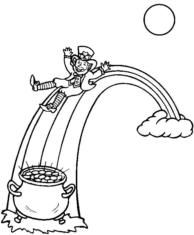 Leprechaun. Rainbow Coloring Page