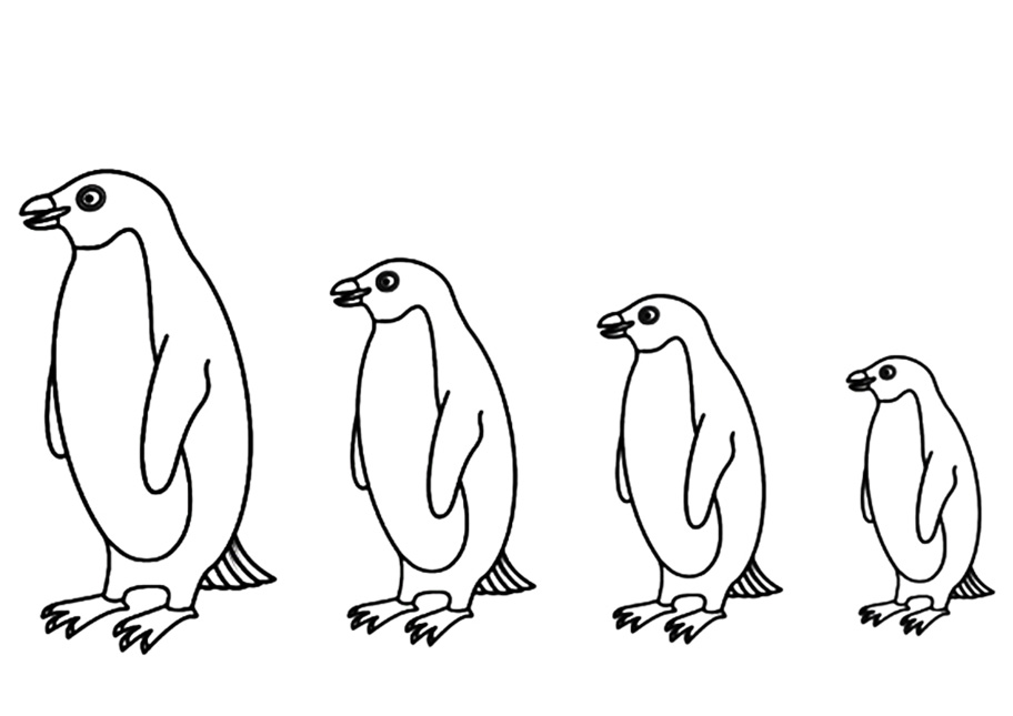 Line Of Penguins Coloring Page
