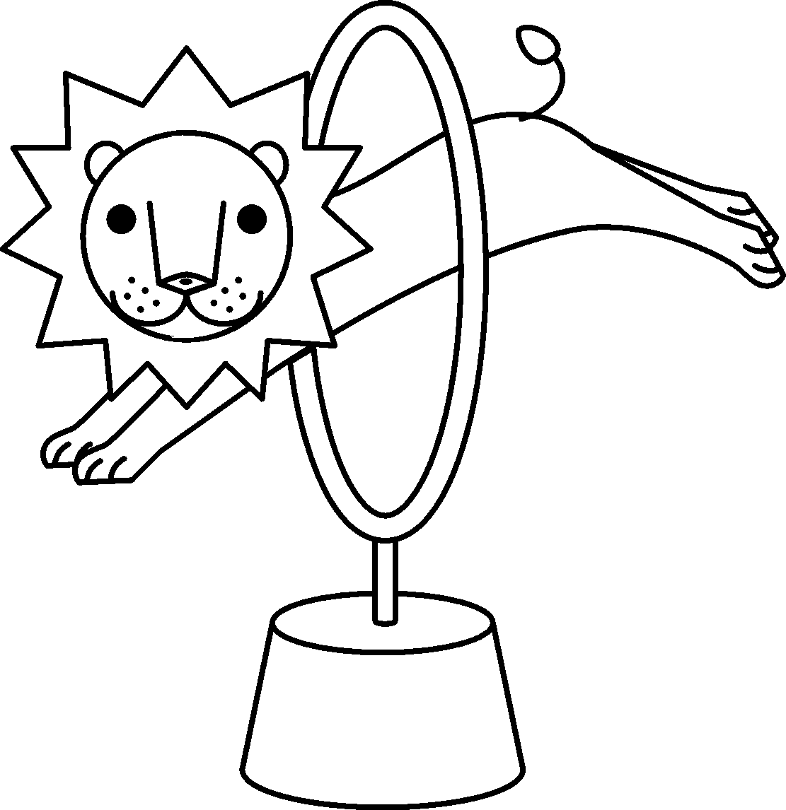 Lion Jumping Through Ring At Circus Coloring