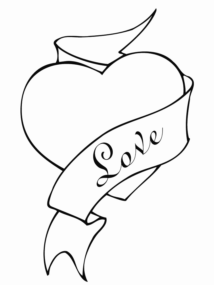 Love Heart Valentine Coloring Page