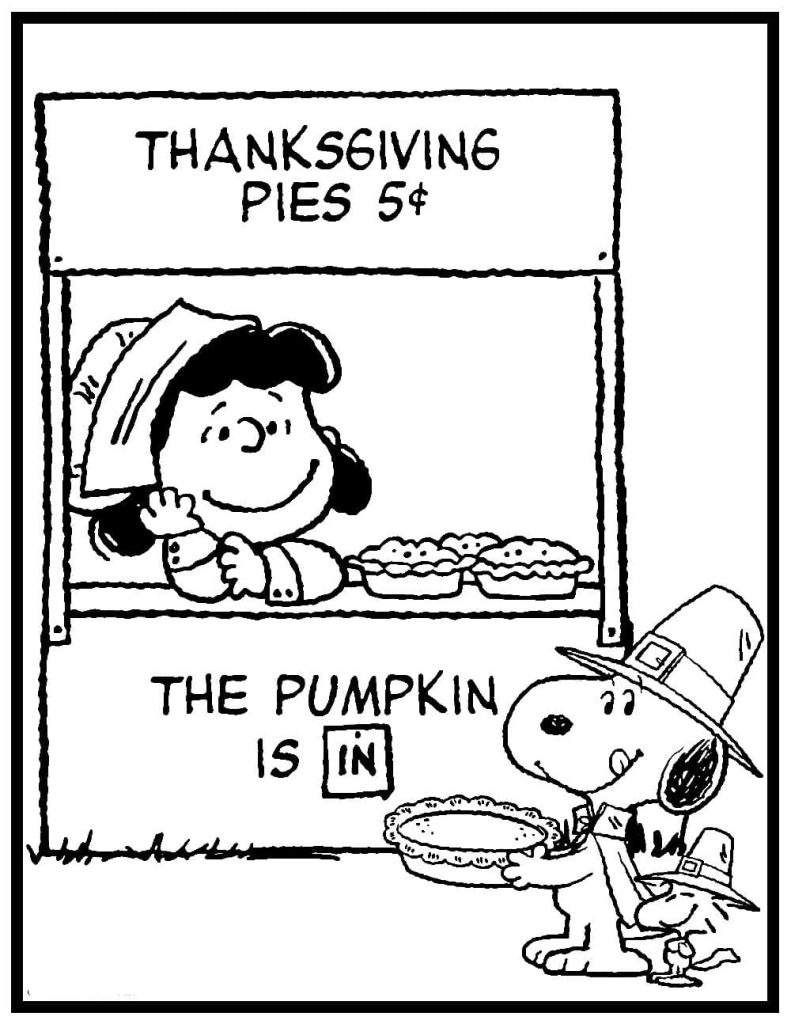 Lucy Peanuts Thanksgiving Pie Coloring Page