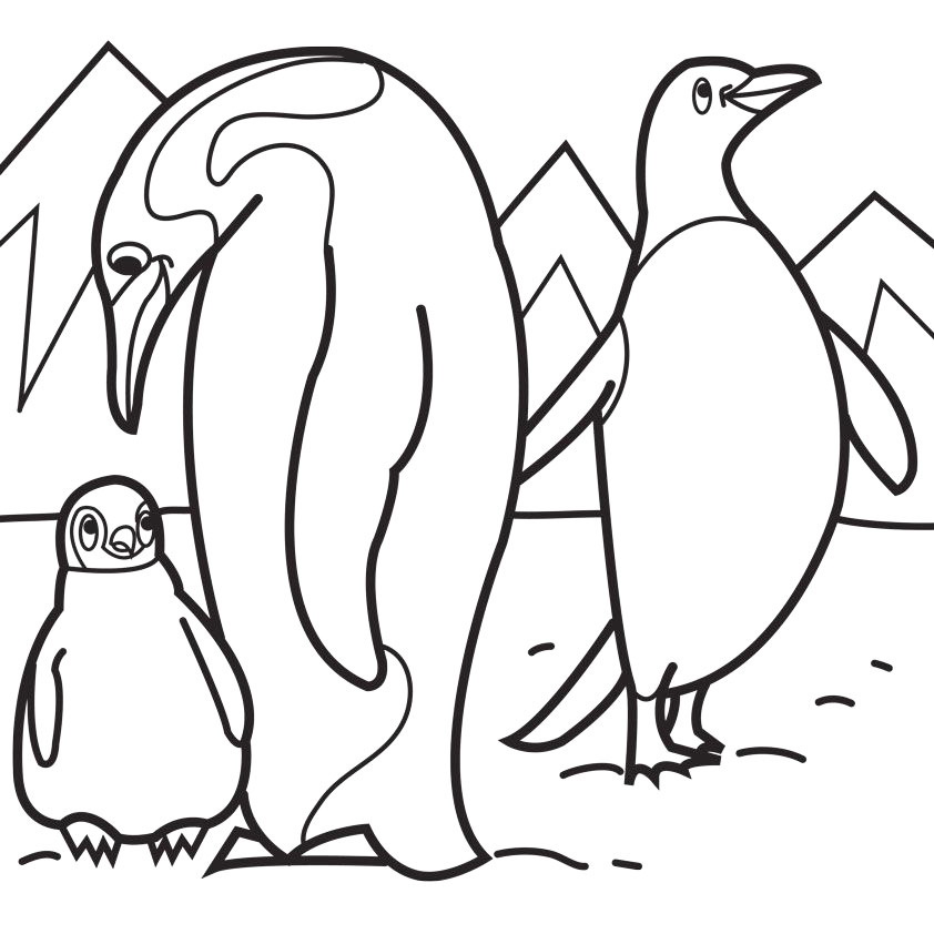 Mama And Baby Penguin Coloring Page