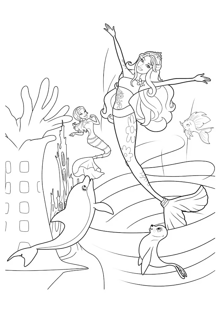 Mermaid Barbie Coloring Page