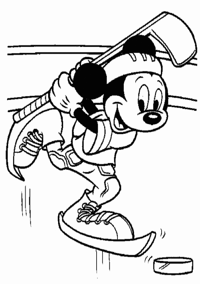 Mickey Mouse Hockey Coloring Page