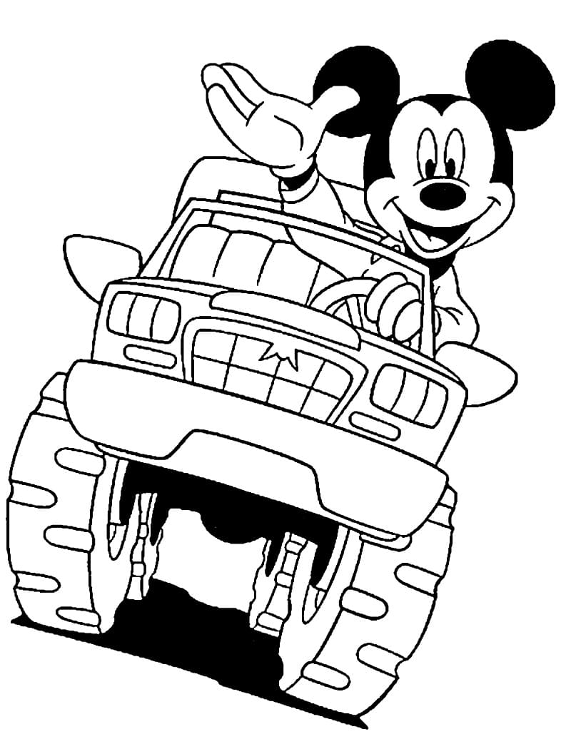 Mickey Mouse Monster Truck Coloring Page