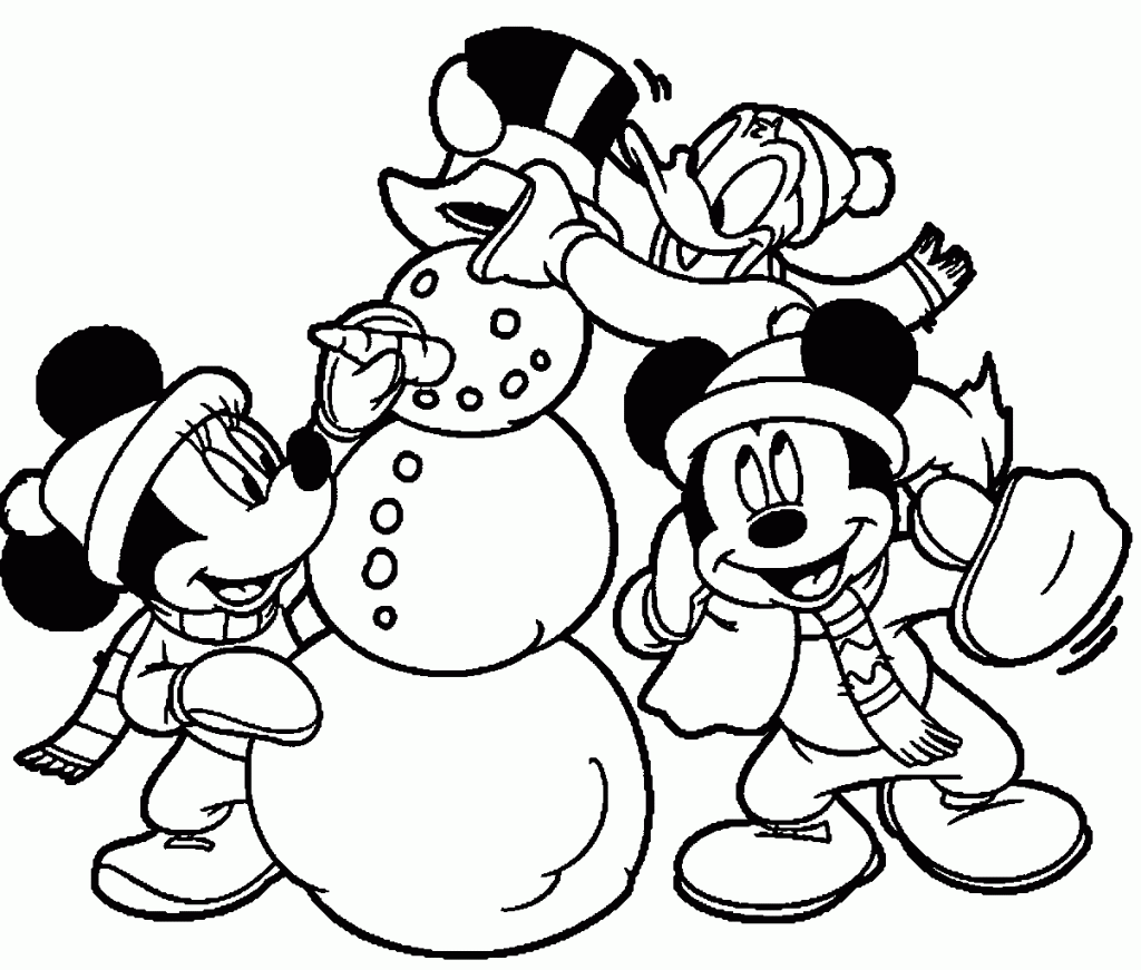 Mickey Mouse Snowman Coloring Page