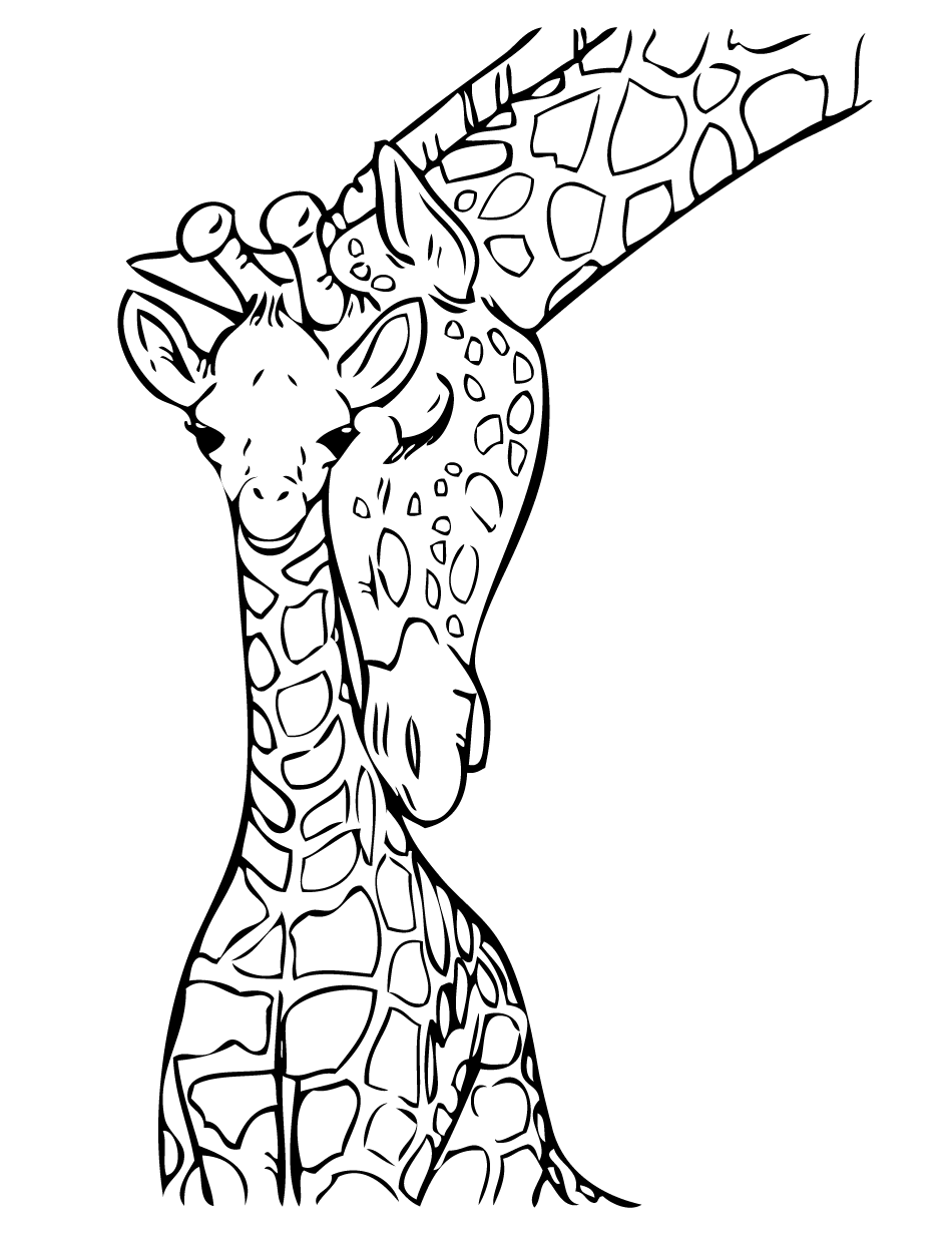 Mom And Baby Giraffe Coloring Pages