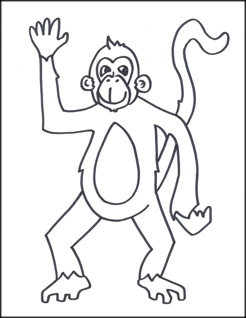 Cute Cartoon Monkey Coloring Page Outline Sketch Drawing Vector, Orangutan  Drawing, Orangutan Outline, Orangutan Sketch PNG and Vector with  Transparent Background for Free Download