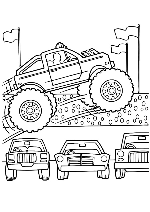 Monster Truck Jump Coloring Page