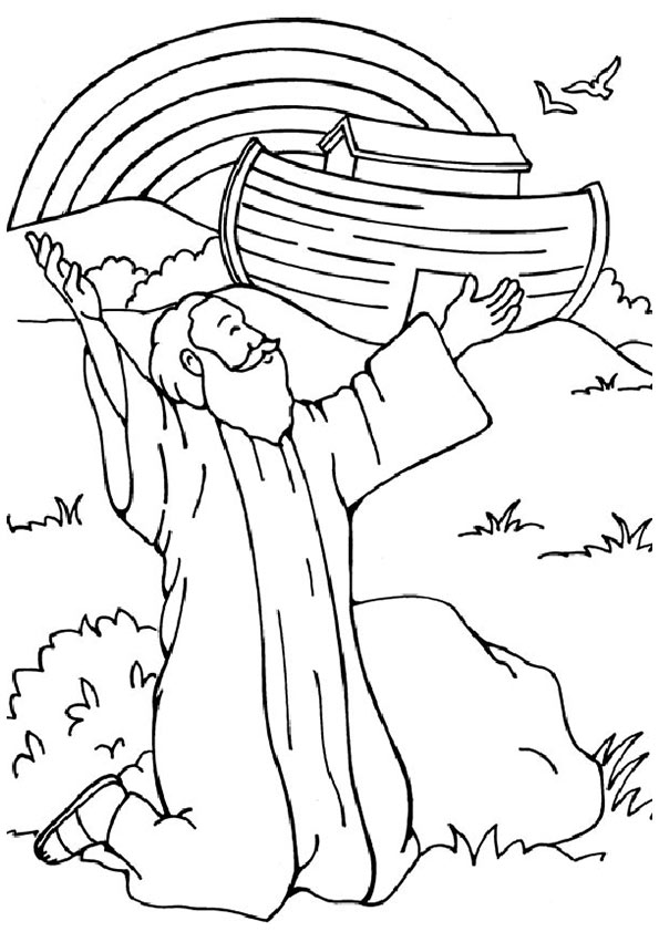 Noahs Arc Rainbow Coloring Page