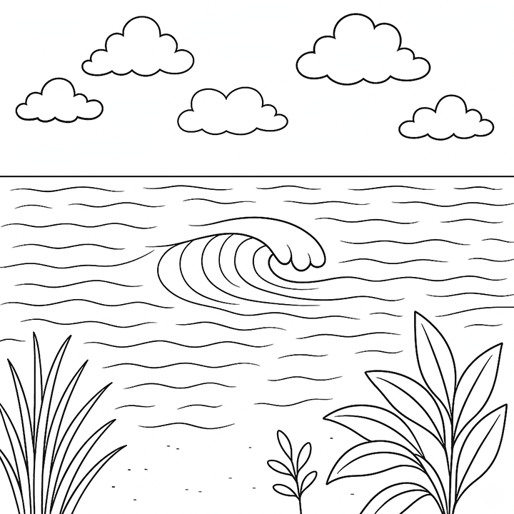 Ocean Wave Coloring Page