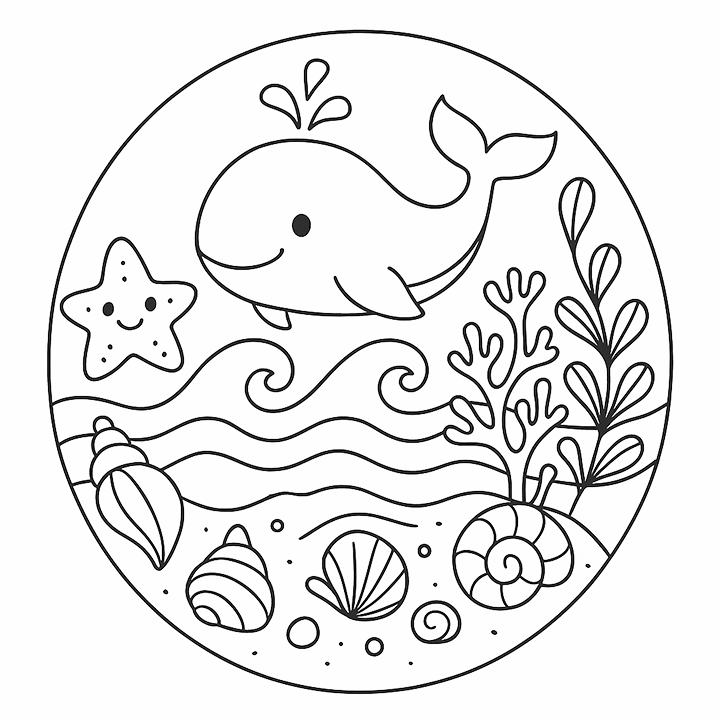 Ocean Whale Coloring Page