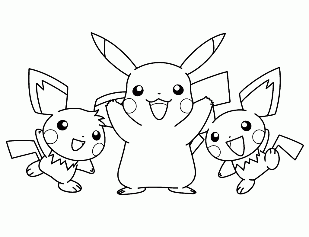 Pikachu and pichu Pokemon Coloring Pages