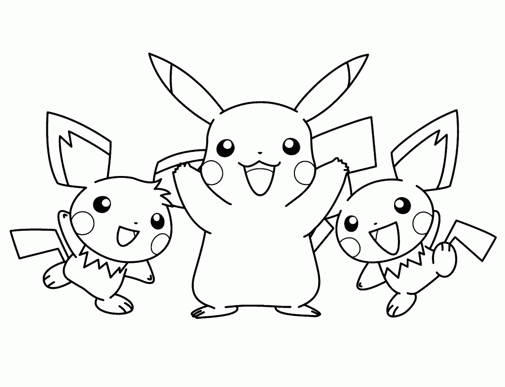 Pokemon Pikachu, Piplup, and Friends Coloring Page