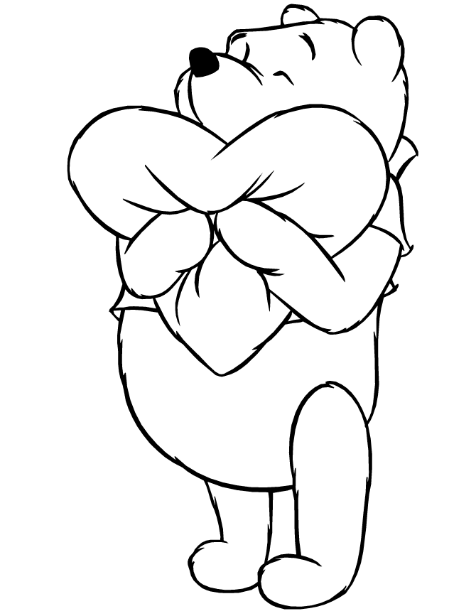 Pooh Bears Heart Pillow Coloring Page