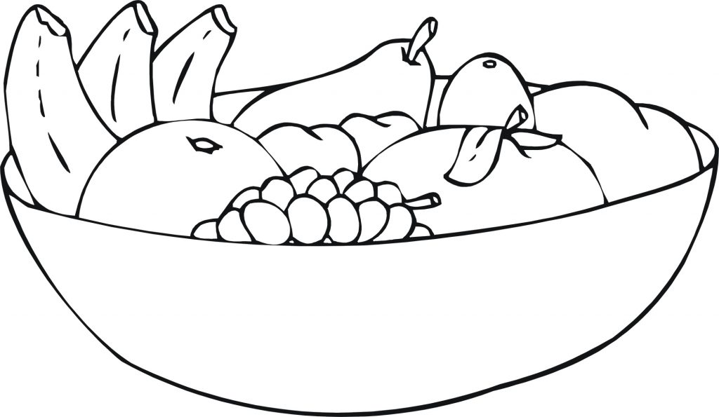 Free Printable Bowl of Fruit Coloring Page
