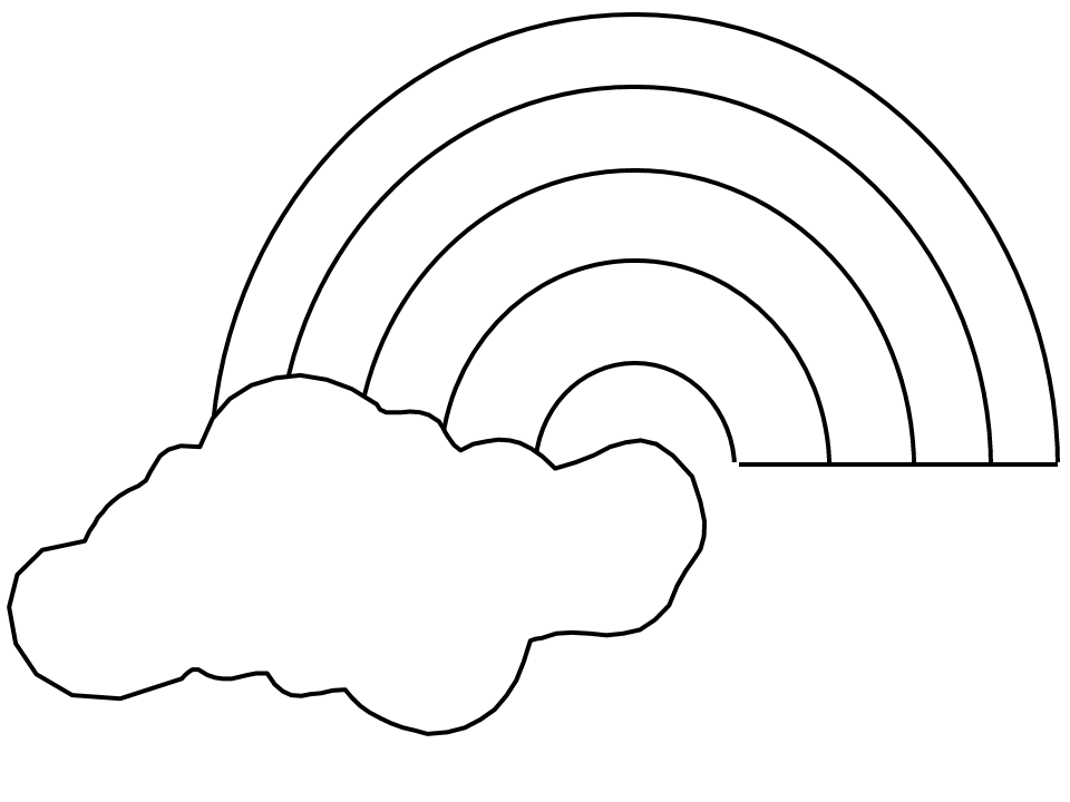 Rainbow And Cloud Coloring Page