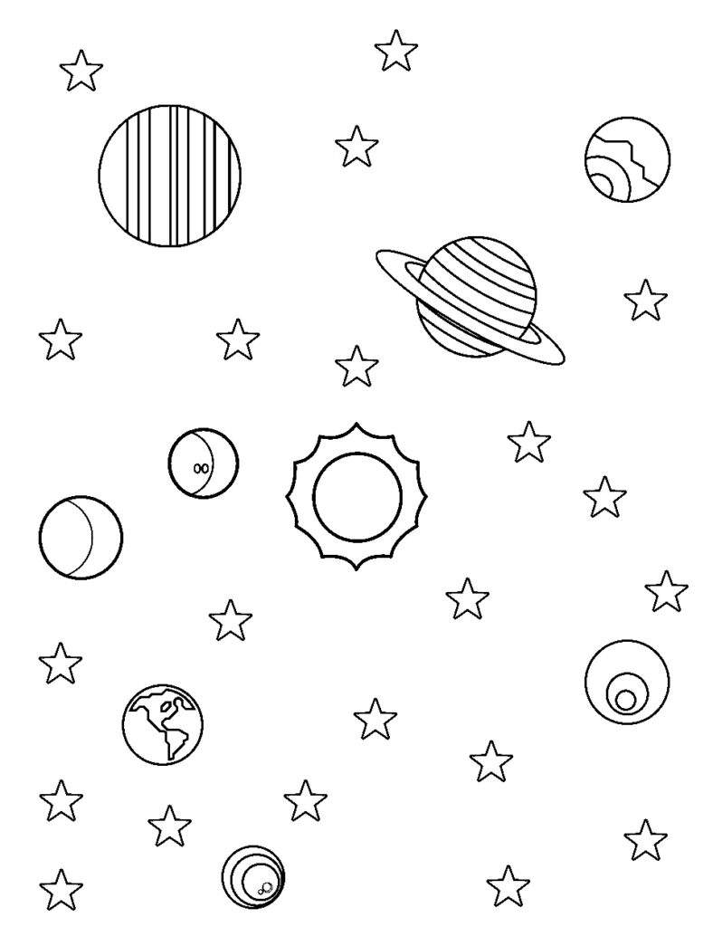 Random Solar System Coloring Page